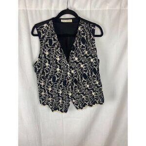 M.J.Carroll Vintage 80's 90's  Embroidered Vest Women Large.
